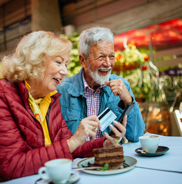 Happy customers enjoying discounts